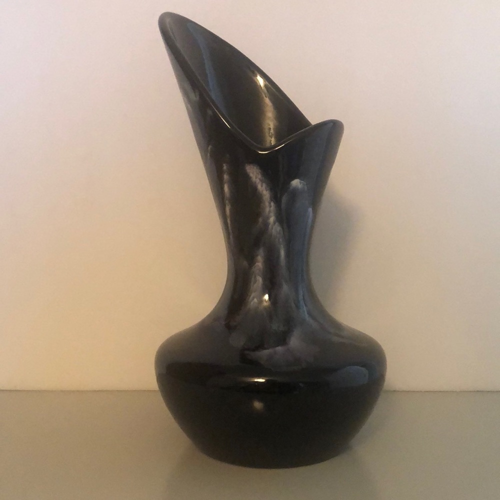 Royal Haeger MCM Black Drip Glaze Vase